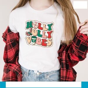 Holly Jolly Vibes Christmas Shirt White
